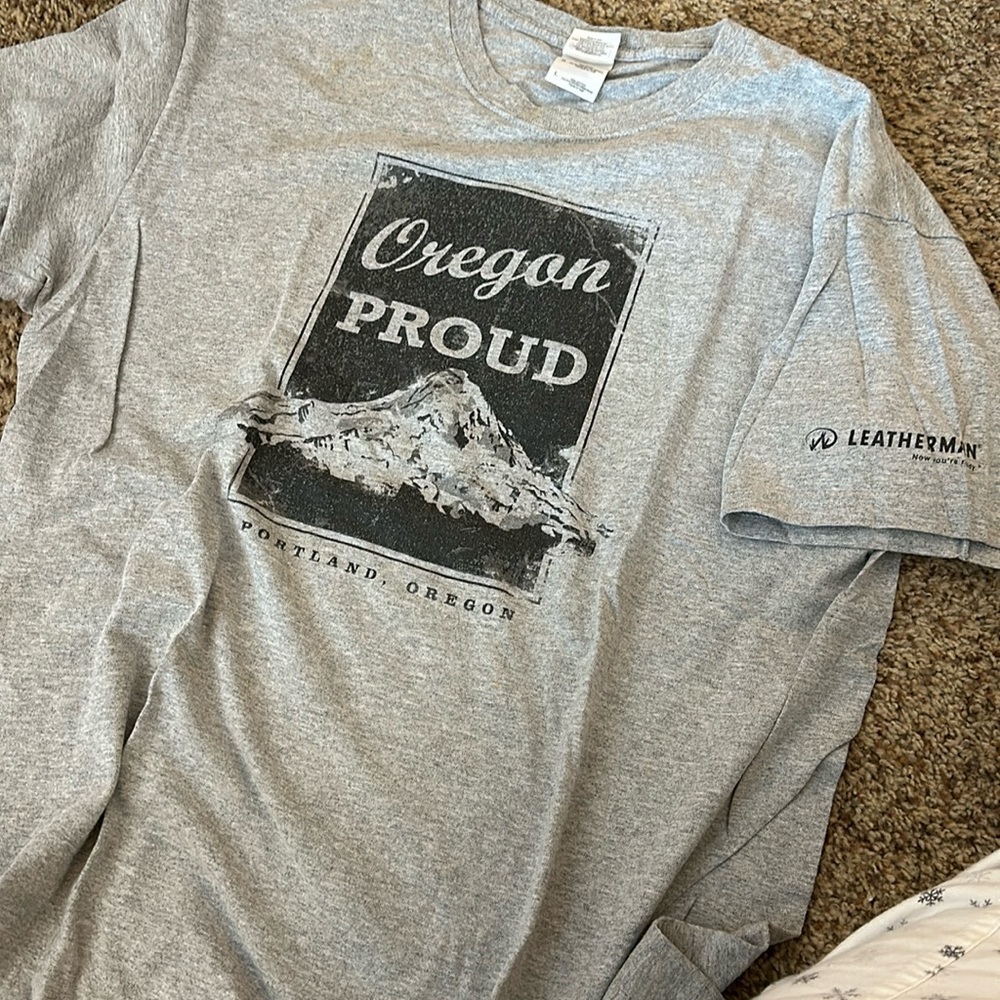 Oregon Proud Leatherman promo shirt
